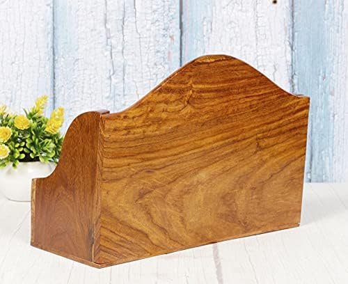 Handmade Wooden Mail Organizer Letter Rack Wood Magazine Holder Wooden Desk Organizer 3 Self Brass Inlay 12 Inch Remote Letter Holder