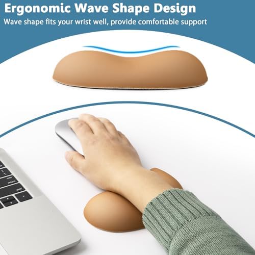 Ergonomic Mouse Wrist Rest Pad, Small Gel Mouse Keyboard Support Cushion Non-Slip Base, for Easy Typing and Wrist Pain Relief Office Computer, Laptop, PC Gaming (Brown)