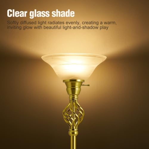 GyroVu Torchiere Floor Lamp for Living Room, LED Standing Reading Light