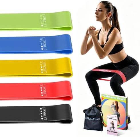 Resistance Loop Exercise Bands, Resistance Bands Exercise Bands for Home Fitness, Stretching, Strength Training, Physical Therapy,Elastic Workout Bands for Women Men Kids, Set of 5