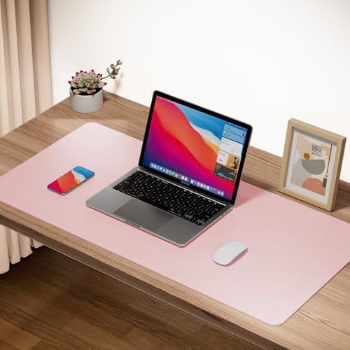 Boutilon Leather Desk Pad Protector,Non-Slip Mouse Pad,Laptop Desk Pad,Office Mouse Mat,Waterproof Leather Desk Blotter,Desk Writing Pad for Office and Home (XXXL-Light Pink,47"x 24")