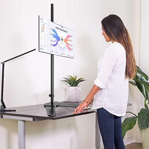 Pholiten Single Tall Monitor Mount with 47 inch Pole,Floor Computer Stand