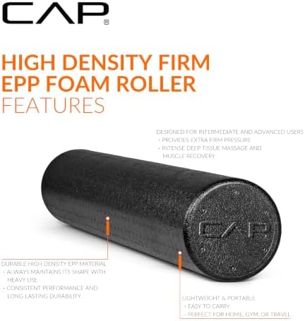 CAP 36-Inch Firm High-Density Foam Roller, Exercise & Recovery Massage, Black