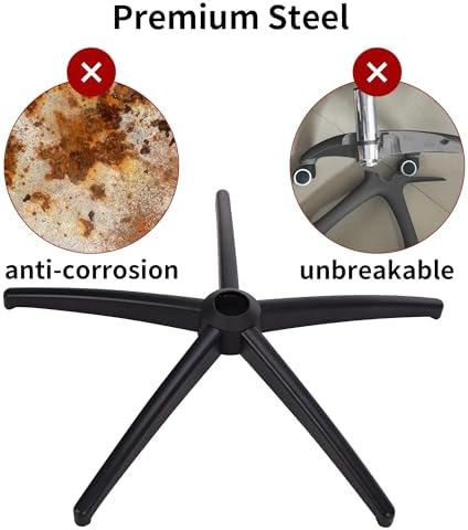 Office Gaming Chair Metal Base Replacement Part with 5 Wheels 5 Bell Glides