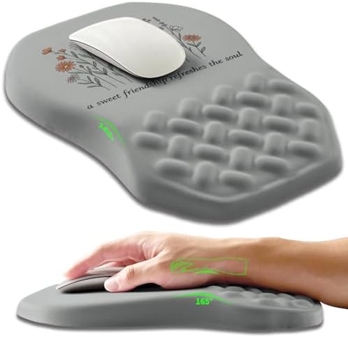 Ergonomic Slope Mouse Pad Wrist Support, Wrist Rest Mousepad for Carpal Tunnel Pain Relief with Massage Bulge and Slow Rebound Memory Foam (12x8 inch, Sweet Friendship)