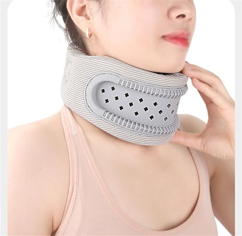 Neck Support Brace for Pain Relief, Adjustable Cervical Collar Neck Traction Device, Soft Neck Protectors Wraps for Women Men Keep Vertebrae Stable and Aligned, Cervical Spine Pressure Relief (Gray)