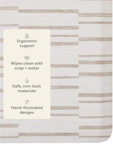 House of Noa Nama Standing Mat – Anti-Fatigue Kitchen Mats for Floor, Cushioned & Non-Slip Comfort Mat for Standing, Thick Foam Anti-Fatigue Mat for Kitchen & Workspaces, Nara Stripe Natural 22" x 72"