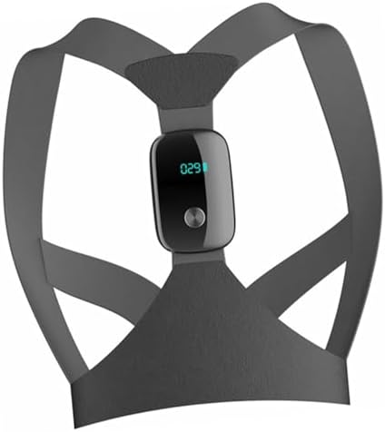 Mipcase Adjustable Electronic Posture Reminder Hunchback Corrector Upper Back Brace Black Posture Support Belt for Adults and Sitting Spine Alignment