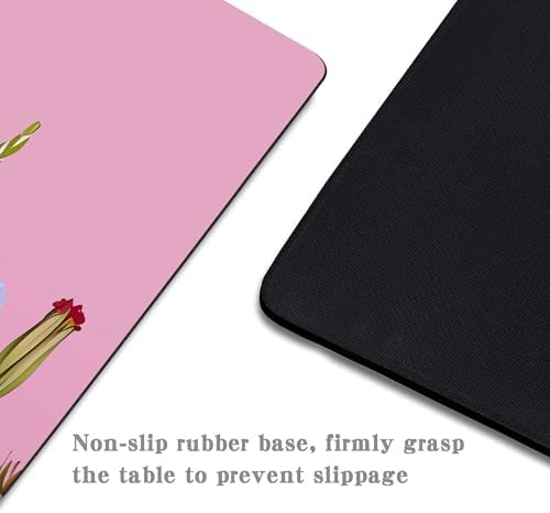 Pink Mouse Pad for Women,Pink Floral Rose Mouse Pads for Desk,Soft Computer Mouse Mat Cute Mousepad Cloth Computer Mouse Pads for Women,Square Waterproof Non-Slip Rubber Base MousePads