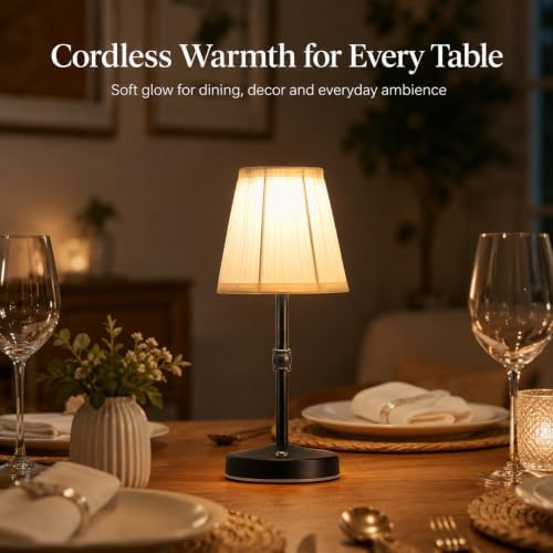 3000mah Battery Powered Lamp for Home,Small Cordless Lamps Rechargeable,3 Color Temperature 5W LED Touch Lamp Battery Operated Table Lights,Wireless Lamps for Tables,Kitchen,Living Room (Black,H11”)