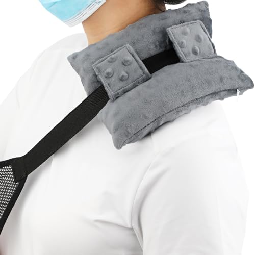 Neck Pad Strap Cushion Pillow for Arm Sling Comfort Shoulder Support Pad Rotator Cuff Replacemet Surgery Elbow Brace Carry Padded Cover Broken Wrist Hand Injury Cast, Minky Dot Dark Gray