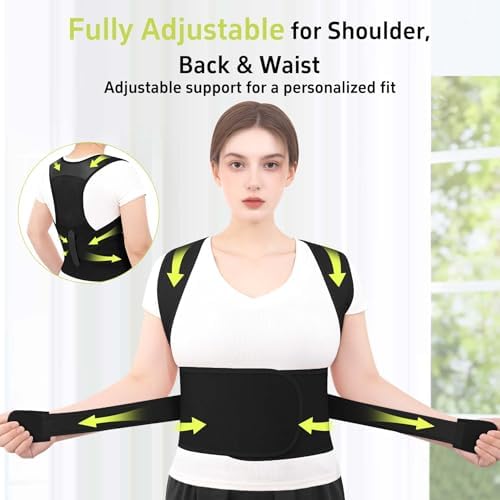 Posture Corrector for Women and Men Back Brace Support Straightener Scoliosis Upper Spine Instant Upright Hunchback Correction Kyphosis Fixer Adjustable Shoulder Straps Breathable (Black M)