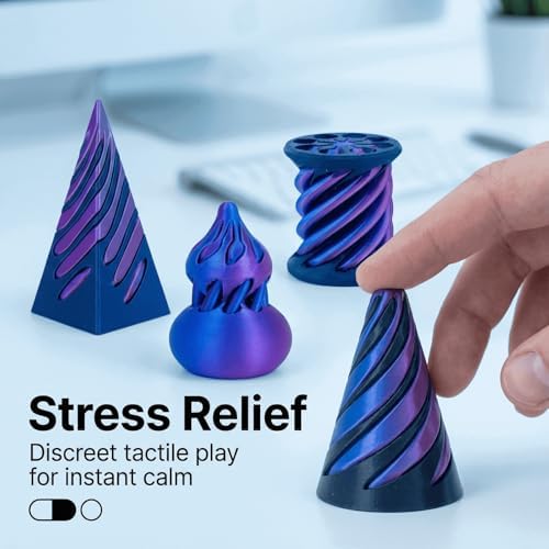 4 Packs Fidget Toys for Adults - 3D Printed Sensory & Stress Relief Desk Toys with Mesmerizing Colors, Smooth Gliding Motion for Anxiety Relief and Focus, Valentines Easter Gift for Him Her He She