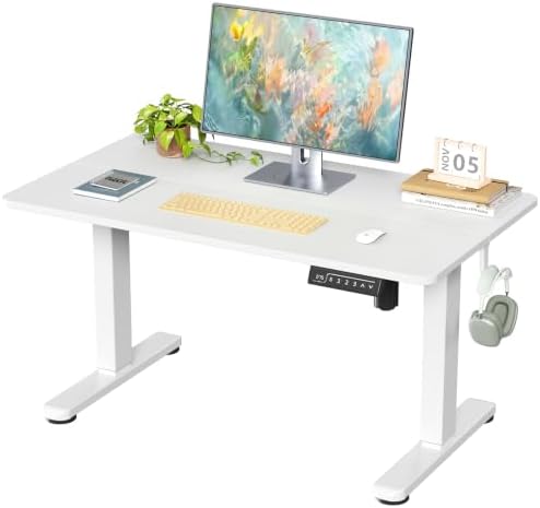 35" Low Height Adjustable Desk, Electric Center Table, White