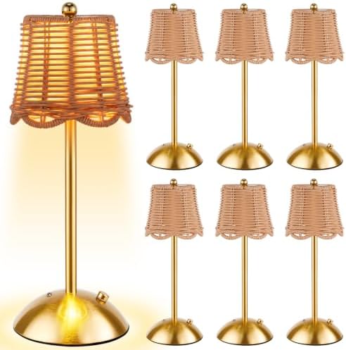 6 Pcs Cordless Table Lamp Rechargeable Touch Lamp Gold Woven