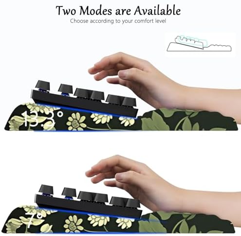 Computer Keyboard Stand Pad with Wrist Rest Easy Typing Sage Green Leaves Floral Keyboard Pad Support with Wrist Pad Ergonomic Tilted Keyboard Riser Holder for Desktop Office Home Black Flowers Floral