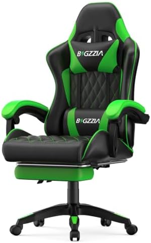 Bigzzia Gaming Chair with Footrest, Comfortable Gamer Chairs Green