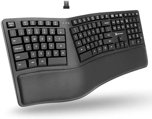 X9 Wireless Ergonomic Keyboard with Cushioned Wrist Support - Type Comfortably Longer - Wireless Split Keyboard for Laptop, PC & Chrome Computer with 110 Ergo Keys & 5ft Cable