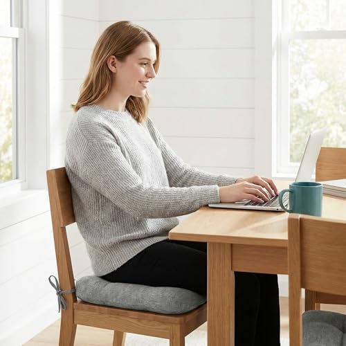 baibu Patented Dining Chair Cushions, 2 Pack, 16.5 x 16.5 x 3.5 in, Grey