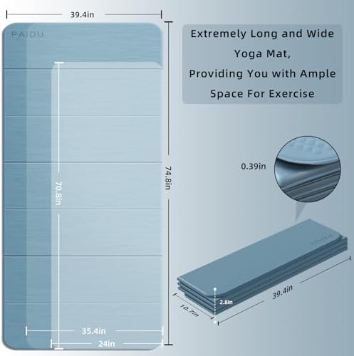PAIDU Foldable Yoga Mat 10MM Thick 75‘’x40‘“ Quick Fold Easy Storage