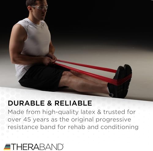 THERABAND Professional Resistance Band, Red Level 2 Medium, 5 ft Exercise