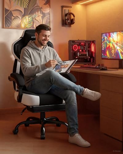 GTPLAYER Gaming Chair for Adults, Ergonomic High Back Chair with Footrest