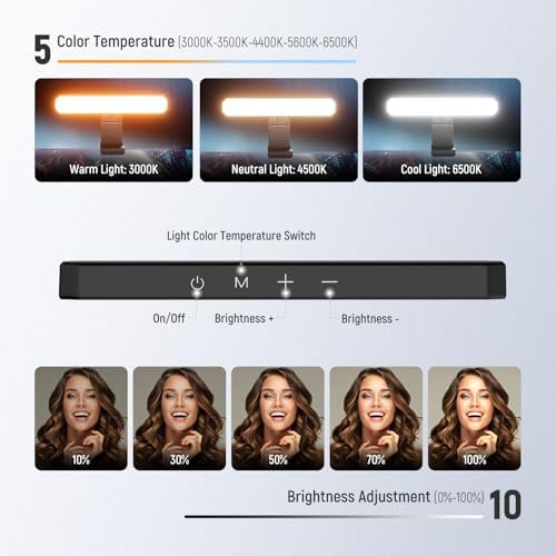 NEEWER Basics 12W Dual Monitor Light Bar with Stands for Home Office, L10