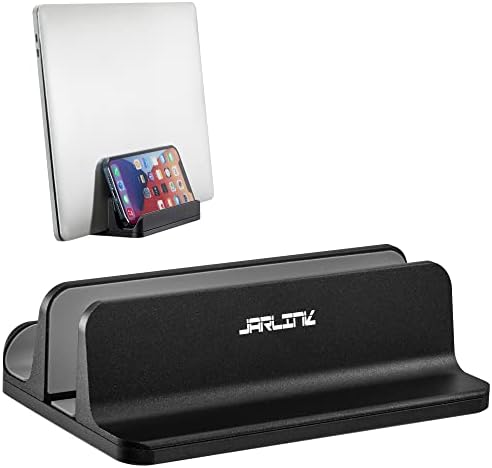 JARLINK 2-in-1 Vertical Laptop Stand, Adjustable Aluminum Desk Dock, Black