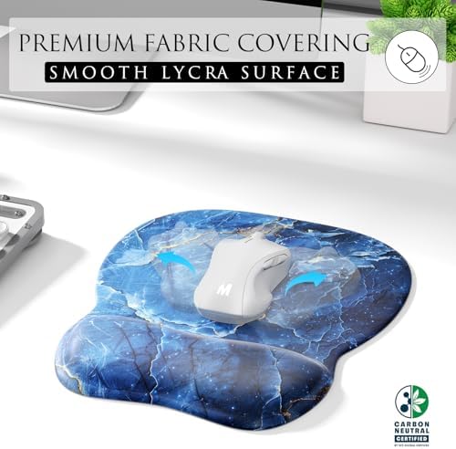 MROCO Ergonomic Mouse Pad with Gel Wrist Rest, 9.4 x 8.1 in, Ocean Marble