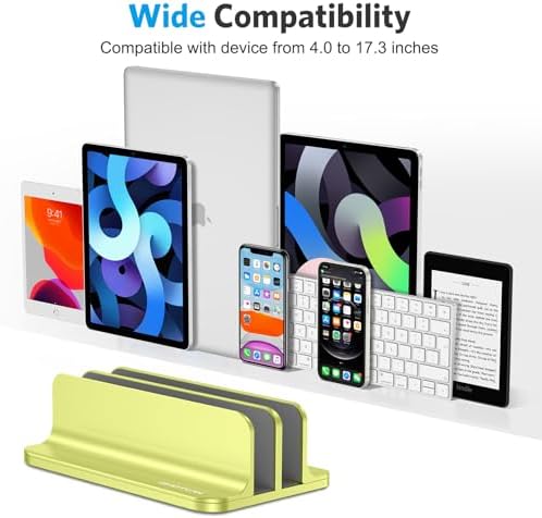 OMOTON Dual Vertical Desk Laptop Stand Holder, Fits MacBook Air/Pro, Citron
