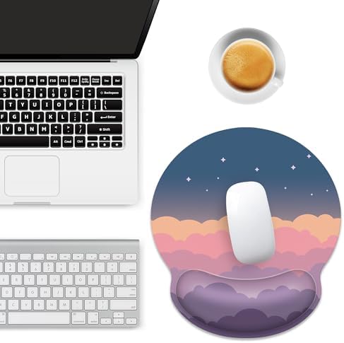 Pink Rainbow Ergonomic Mouse Pad with Wrist Rest for Desk Work Office