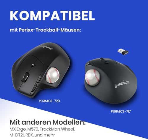 Perixx PERIPRO-303BSB 1.34 Inches Sports Trackball - Fun Novelty Baseball Design - Compatible for M570, M575, PERIMICE-517/520/717/720, and Other 1.34inches Trackball Mouse