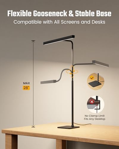 SUPERDANNY LED Desk Lamp for Home Office, Eye-Caring Desk Light with Base