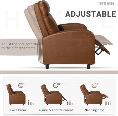 Homall Recliner Chair, Recliner Sofa PU Leather for Adults, Khaki Recliners