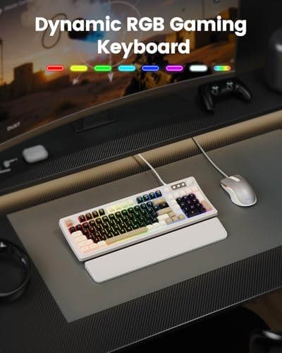 SABLUTE Gaming Keyboard and Mouse, Quiet Membrane with RGB Backlit, White