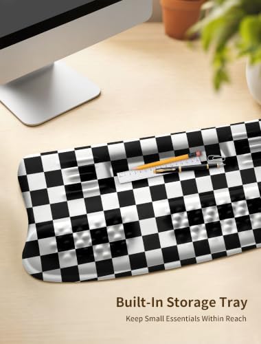 Ergonomic Keyboard Wrist Rest Pad with Wrist Support Black White Plaid