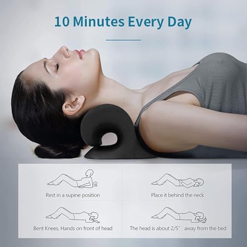 Neck and Shoulder Relaxer, Cervical Traction Device for TMJ Pain Relief, Neck Hump & Cervical Spine Alignment, Chiropractic Neck Stretcher Pillow