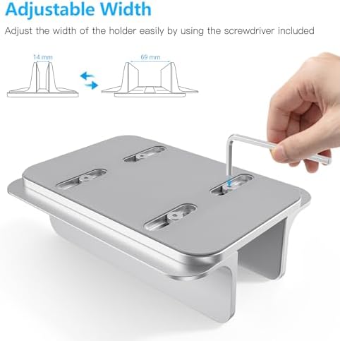 OMOTON Vertical Laptop Stand Holder, Adjustable Dock for MacBook, Silver