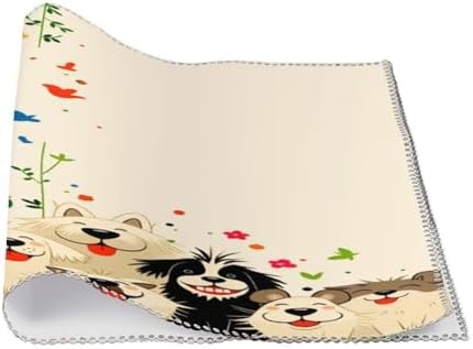 Cute Dogs Floral Washable Placemats Set of 4, Durable Heat Resistant Table Mats 17.7 X 11.8 Inch for Dining Table Kitchen Decor Indoor Use