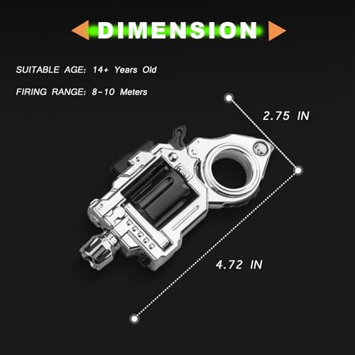Metal Fidget Toys Adults Gun: Fidget Ring Cool Fidget Toy for Men Stress Relief Sensory Soother for Finger Concentration Office Study Travel (Bright Silver)