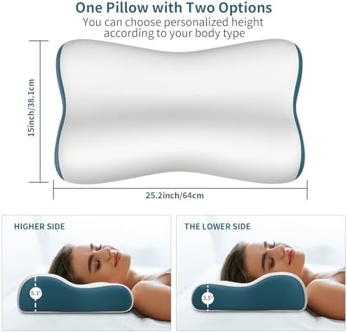 Neck Pillow Contour Memory Foam Pillows for Pain Relief Bed Pillow for Sleeping, Ergonomic Pillow for Neck and Shoulder Pain, Orthopedic Cervical Pillow for Side Back Stomach Sleeper (Grey)