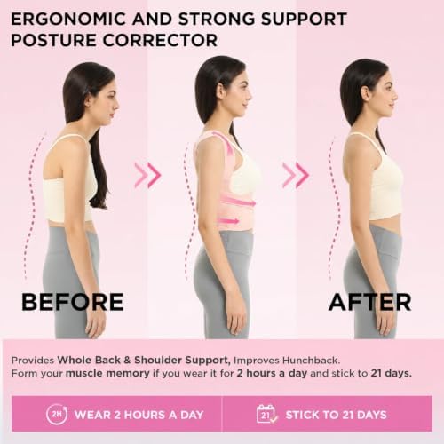 Vicorrect Posture Corrector for Women and Men: Adjustable Back Brace for Upper Back Support - Shoulder Neck Pain Relief - Lightweight Breathable Design