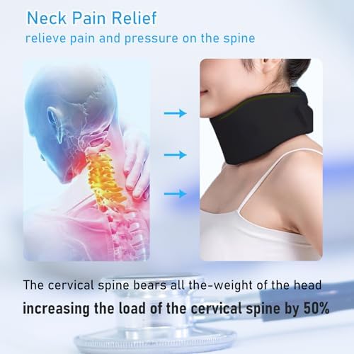 leeveel Neck Brace Cervical Collar,Soft Neck Support Relief Pain & Pressure in Spine for Women & Men,Adjustable Cervical Collar for Sleeping,Travelling,Office (L-19.3"X3.5")