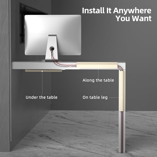 YECAYE Cable Management Under Desk, 94.2 in, Cable Raceway, Beige