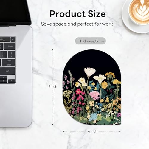 Contoured Oval Mouse Pad 6x8in Non-Slip for Laptop,Wildflowers