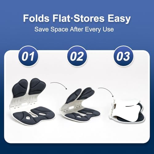 Foldable Lumbar Support Seat Cushion for Office Chair, Ergonomic Posture Corrector with Hip and Lower Back Support, Chair Back Support for Long Sitting, Home, Work & Travel