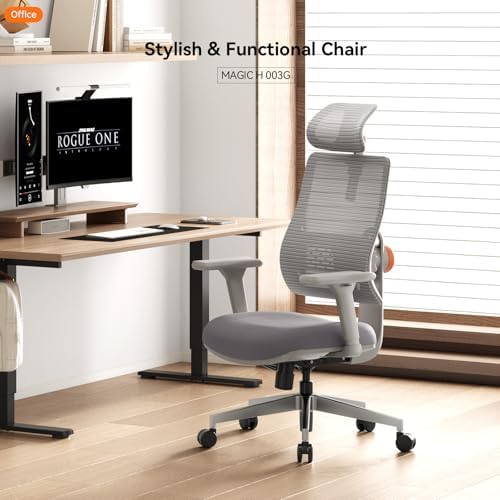 Newtral Ergonomic High-Back Office Chair, Home Office Desk Chair with Auto-Following Lumbar Support, Adjustable Headrest, 3D Armrest, Seat Depth & Heigh Adjustable, 96°-126° Recline