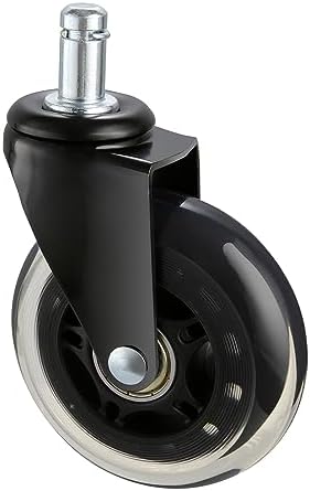 VEVOR Office Chair Wheels, Set of 5, 3 inch Caster Wheels Replacement for Hardwood Floors and Carpet, Heavy Duty Casters with 650 lbs Load Capacity, Universal Fit for Most Chairs, Black