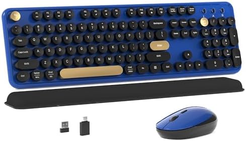 Colorful MPTOG Wireless Computer Keyboard and Mouse Combo (Black-Blue)