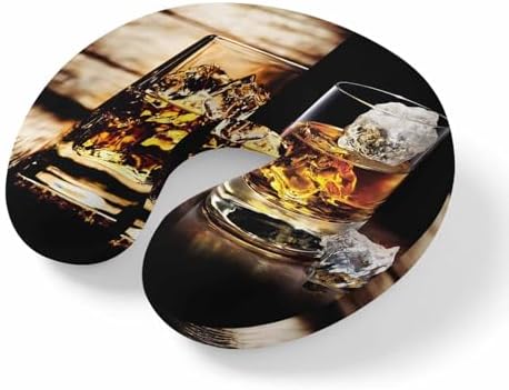 Neck Pillow Farm Wine Glass on Wood Table Washable Memory Foam Pillow for Airplane Office Car Sleeping, Country Style Travel Pillows U Shaped Stretch Neck Support Pillows